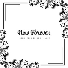 Floral swirls and flowers for now forever decorative frame