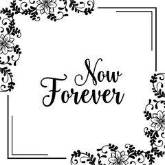Floral swirls and flowers for now forever decorative frame
