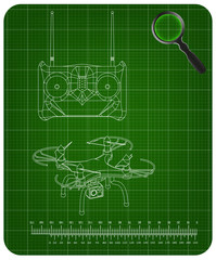 3d model of quadcopter and radio remote control