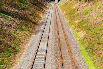 railway lines leading to a railroad tunnel