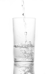 Glass of water isolated on white background.
