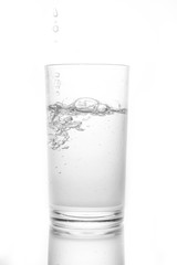 Glass of water isolated on white background.