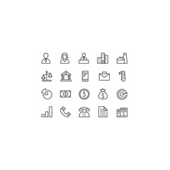Simple Set of Business Finance Bank  Law Industry Vector Line Icons. Editable Stroke. 48x48 Pixel.