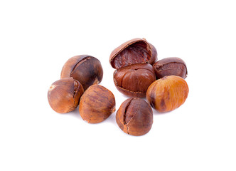 Chestnuts on white background.