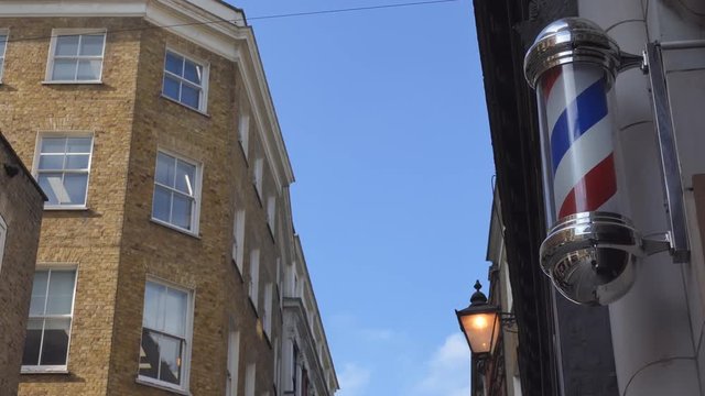 A Barber&rsquo;s pole on the wall.