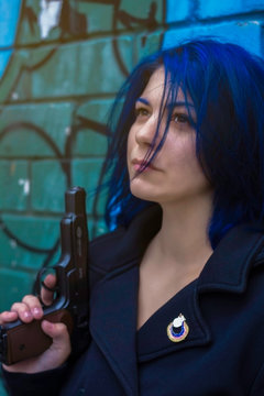 Portrait of street fashion girl