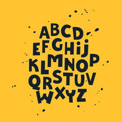 English letters. Holiday font. Vector alphabet. Lettering.