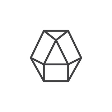 Dodecahedron geometrical figure outline icon. linear style sign for mobile concept and web design. Dodecahedron geometric shape simple line vector icon. Symbol, logo illustration. Pixel perfect vector