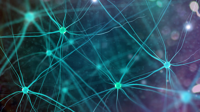 Neurons in the brain on white background (3d illustration)