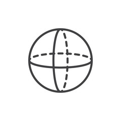 Sphere geometrical figure outline icon. linear style sign for mobile concept and web design. Sphere geometric shape simple line vector icon. Symbol, logo illustration. Pixel perfect vector graphics
