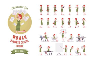 Female clerk in the office ready-to-use character set