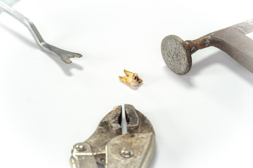 tooth decay on a white background