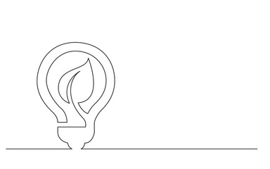 continuous line concept sketch drawing of energy efficient electric light bulb symbol