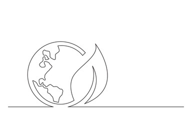 continuous line concept sketch drawing of green energy planet earth symbol