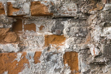 Close-up old brick wall. Grunge texture.