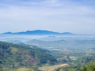 The Mountain View with coffee farm from local village in Da Lat City. Travel in Vietnam in 2012, 5th December.