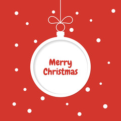 Naklejka na ściany i meble Christmas greeting card background. Xmas ball white silhouette