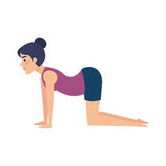 woman practicing yoga position