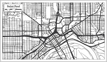 Saint Paul Minnesota USA City Map in Retro Style. Outline Map. - obrazy, fototapety, plakaty