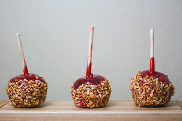 Candy apple missing a bite