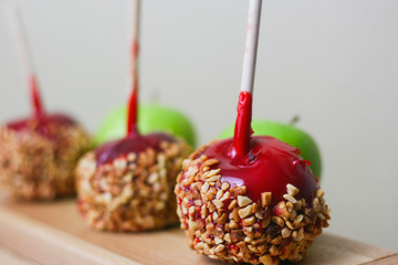 Candy apple missing a bite
