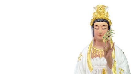 guan yin the goddess of mercy statue isolated on white background