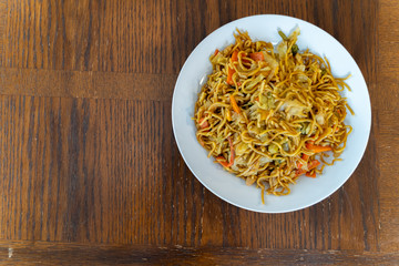 Spicy Thai Noodles with vegetables ready to eat