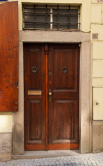 Fototapeta na wymiar The front door of the house. Prague, Czech Republic