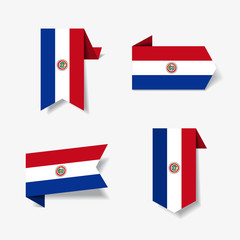 Paraguayan flag stickers and labels. Vector illustration.