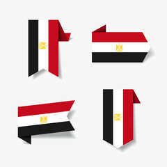 Egyptian flag stickers and labels. Vector illustration.