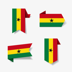 Ghanayan flag stickers and labels. Vector illustration.