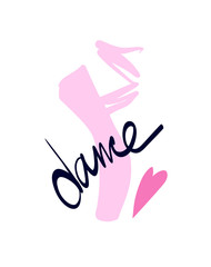 Vector illustration, ballet icon in hand drawn style. Pointe shoe isolated on white background.