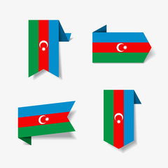 Azerbaijani flag stickers and labels. Vector illustration.