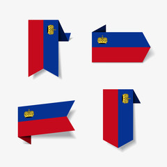 Liechtenstein flag stickers and labels. Vector illustration.