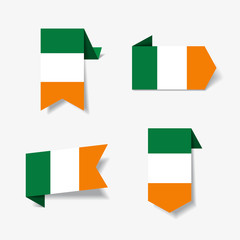 Irish flag stickers and labels. Vector illustration.