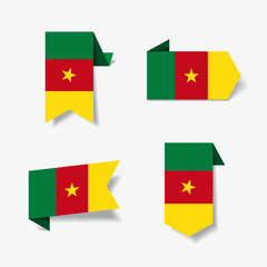 Cameroon flag stickers and labels. Vector illustration.
