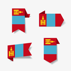 Mongolian flag stickers and labels. Vector illustration.