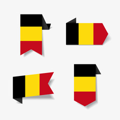 Belgian flag stickers and labels. Vector illustration.