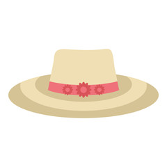Straw hat flat icon on isolated white transparent background.	