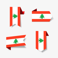 Lebanese flag stickers and labels. Vector illustration.