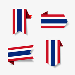 Thai flag stickers and labels. Vector illustration.