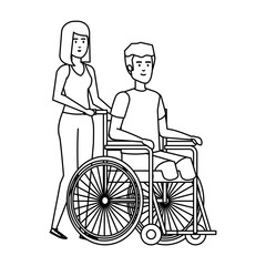 woman helping man in wheelchair