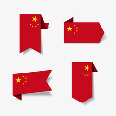 Chinese flag stickers and labels. Vector illustration.