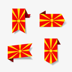 Macedonian flag stickers and labels. Vector illustration.