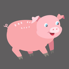 Little funny pig cartoon. Vector illustration for your cute design.