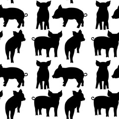 Vector seamless pattern with pig on white background. Can be used for textile, website background, book cover, packaging.