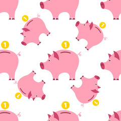 Piggy Bank Seamless Pattern. Can be used for wallpaper, pattern fills, web page background, surface textures.