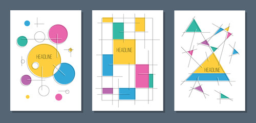 Fototapeta premium modern vector business magazine,brochure, leaflet, flyer cover template with geometrical abstract lines, circles and triangles