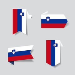 Slovenian flag stickers and labels. Vector illustration.