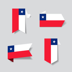 Chilean flag stickers and labels. Vector illustration.